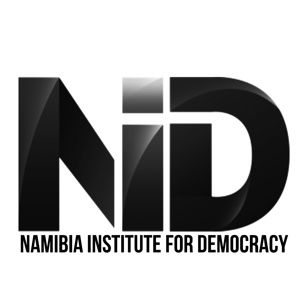 Logo des Namibia Institute for Democracy (NID) in Schwarz-Weiß mit stilisierten Buchstaben.